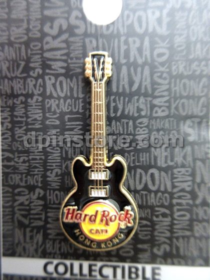 Hard Rock Cafe Hong Kong Guitar Pin (Black)