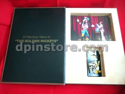 Hong Kong Disneyland "10 Fabulous Years of The Golden Mickeys" Post Cards and Pin Box Set