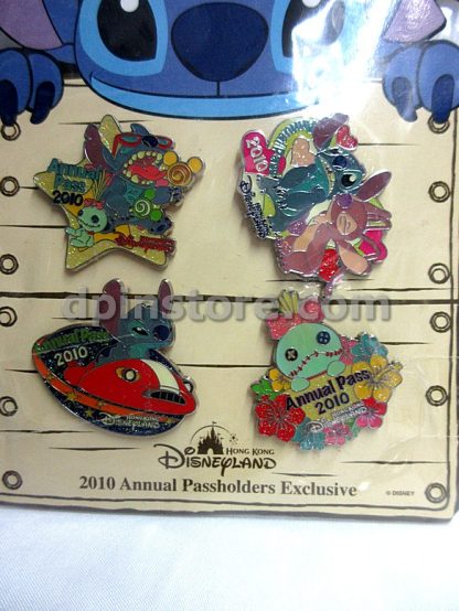 Hong Kong Disneyland 2010 Annual Passholders Exclusive Stitch Pin Set of 4