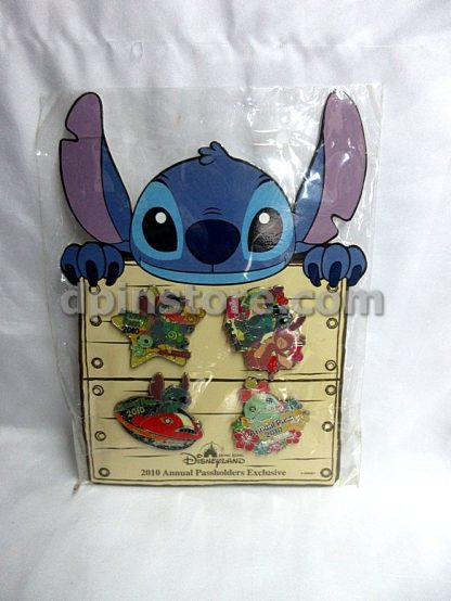 Hong Kong Disneyland 2010 Annual Passholders Exclusive Stitch Pin Set of 4