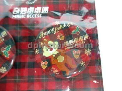 Hong Kong Disneyland "Magic Access" Christmas Badge Pins Set of 4