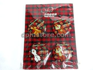 Hong Kong Disneyland "Magic Access" Christmas Badge Pins Set of 4