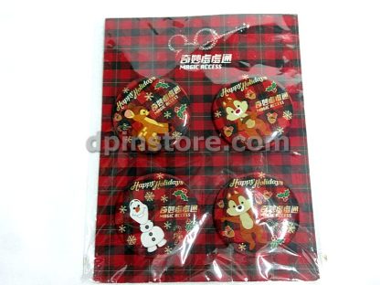 Hong Kong Disneyland "Magic Access" Christmas Badge Pins Set of 4